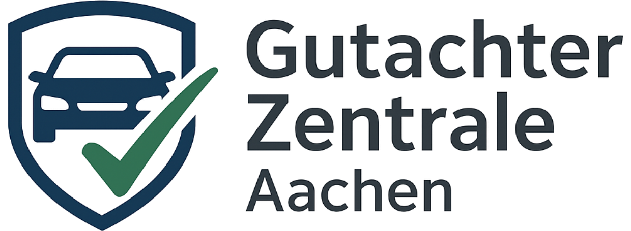 Gutachterzentrale Aachen Logo mit Auto und Schriftzug.