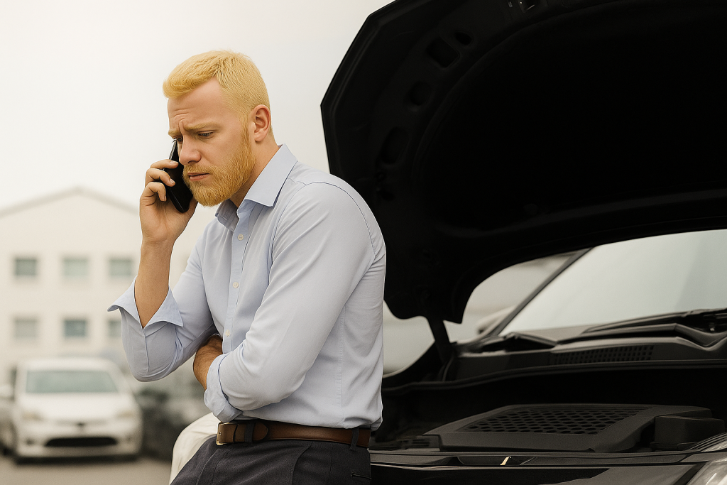 Autofahrer meldet einen Unfallschaden.